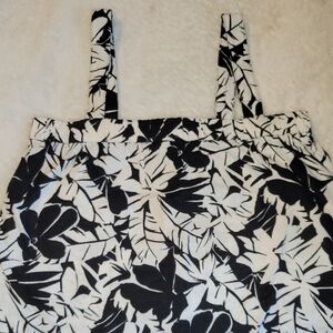 Michael Kors Black and White Floral Top